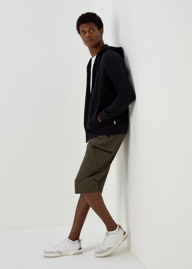 Khaki 3/4 Belted Cargo Shorts