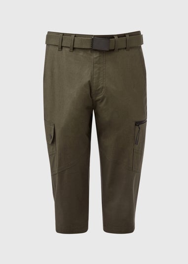 Khaki 3/4 Belted Cargo Shorts