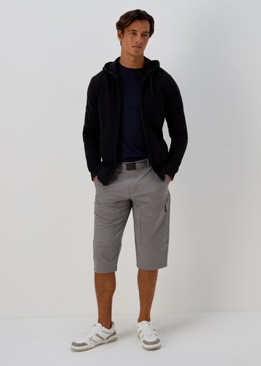 Grey Belted 3/4 Trekking Cargo Shorts