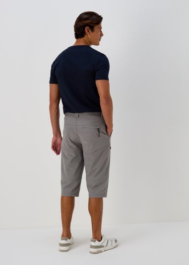 Grey Belted 3/4 Trekking Cargo Shorts