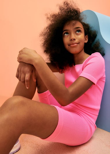 Girls Neon Pink Seamless Top (7-15yrs)