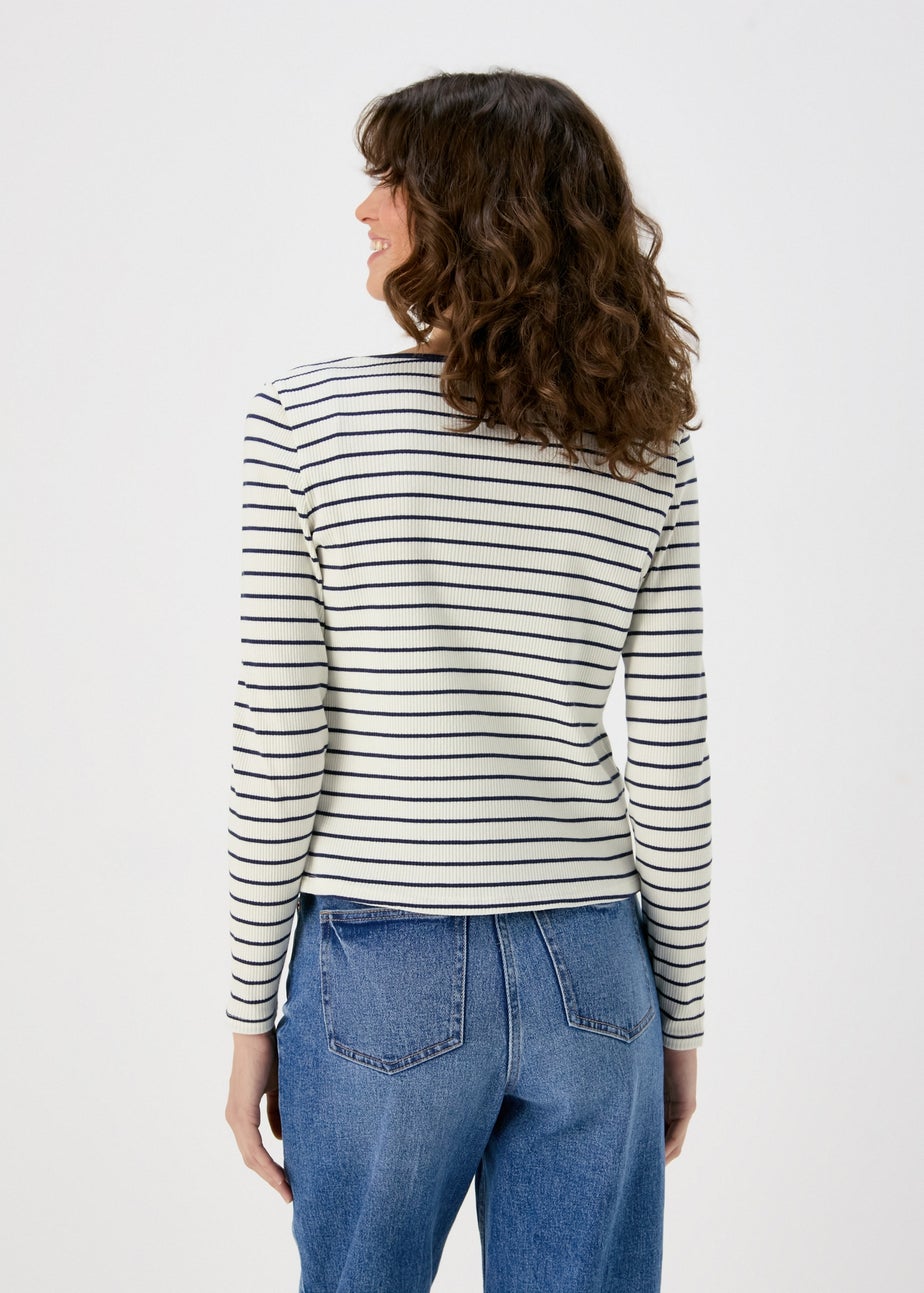 White & Navy 2 in 1 Stripe Top