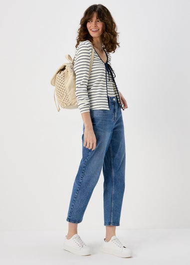 White & Navy 2 in 1 Stripe Top