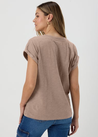 Beige Relaxed Plain T-Shirt