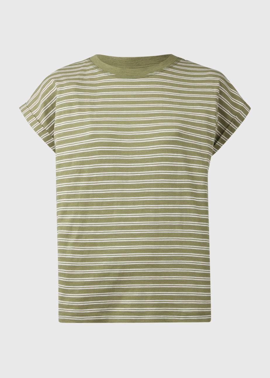 Khaki Stripe Relaxed T-Shirt
