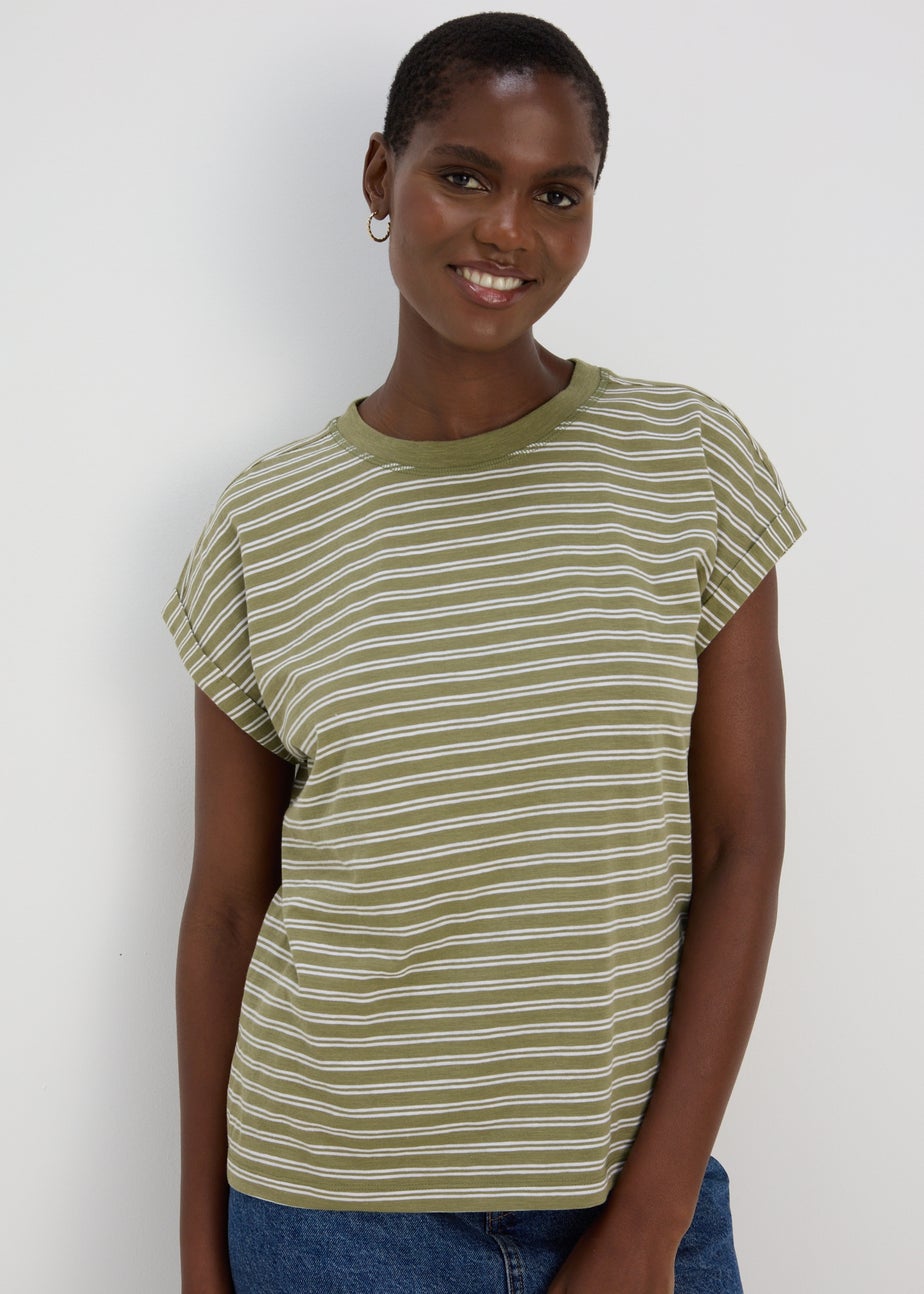 Khaki Stripe Relaxed T-Shirt