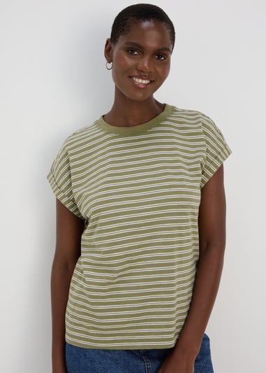 Khaki Stripe Relaxed T-Shirt