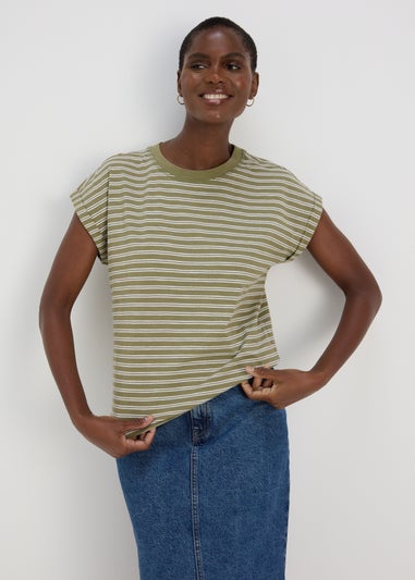 Khaki Stripe Relaxed T-Shirt