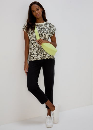 Beige Animal Print Relaxed T-Shirt