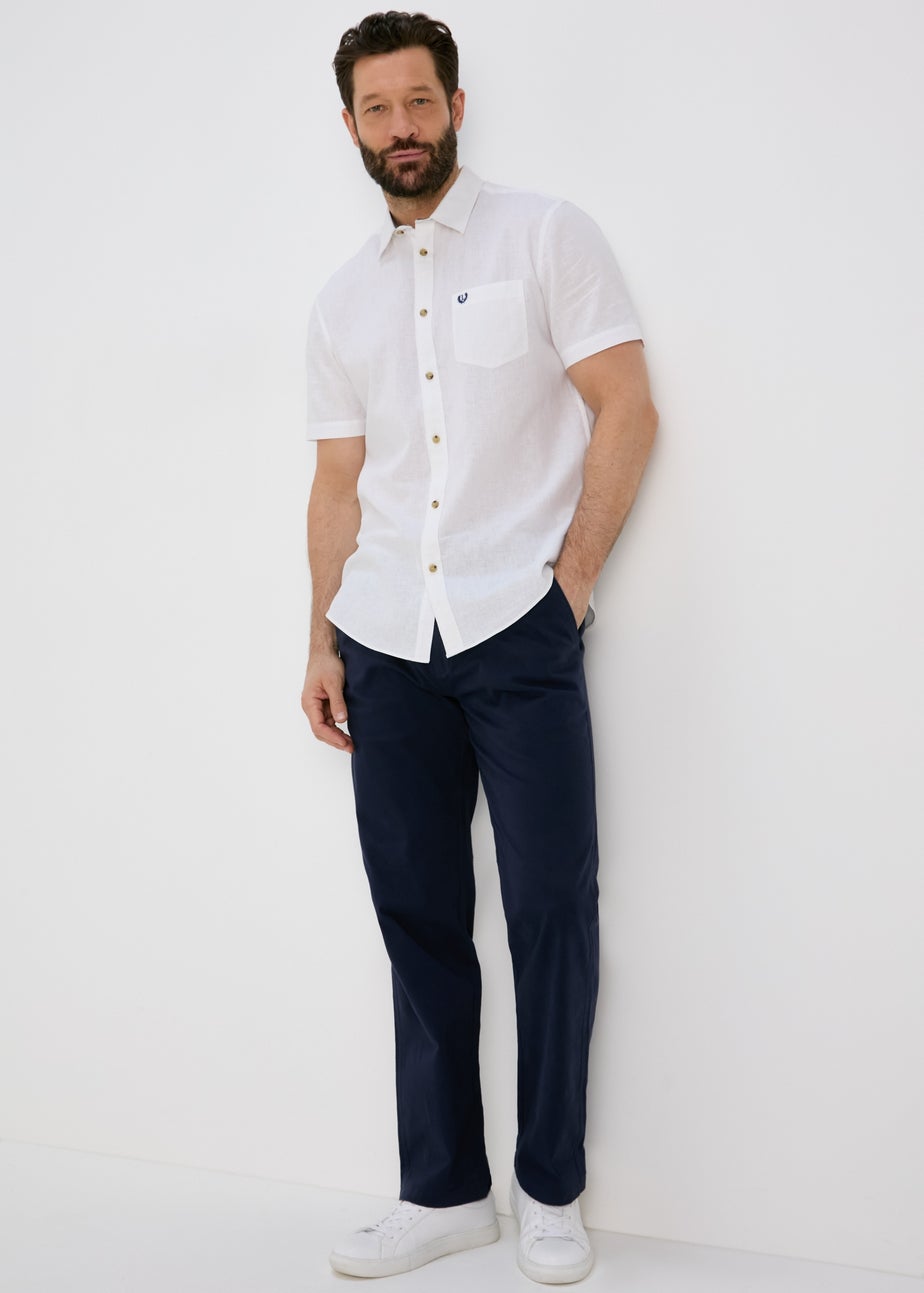 Navy Belted Chino Trousers