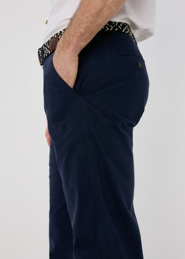 Navy Belted Chino Trousers