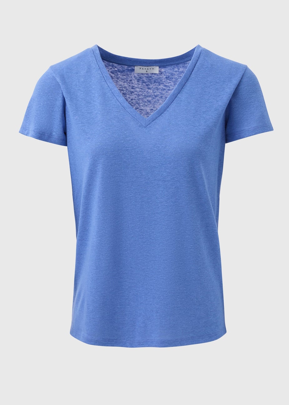 Blue V Neck T Shirt