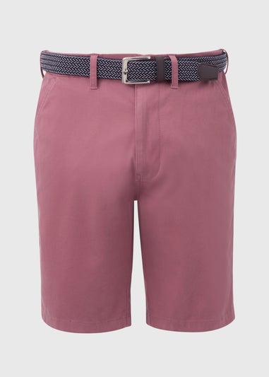 Mauve Belted Chino Shorts