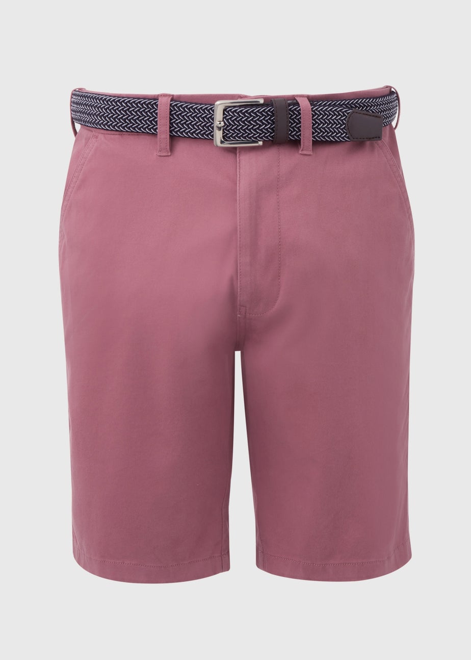 Mauve Belted Chino Shorts
