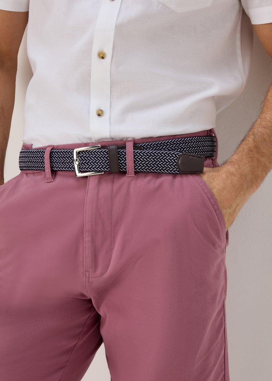 Mauve Belted Chino Shorts