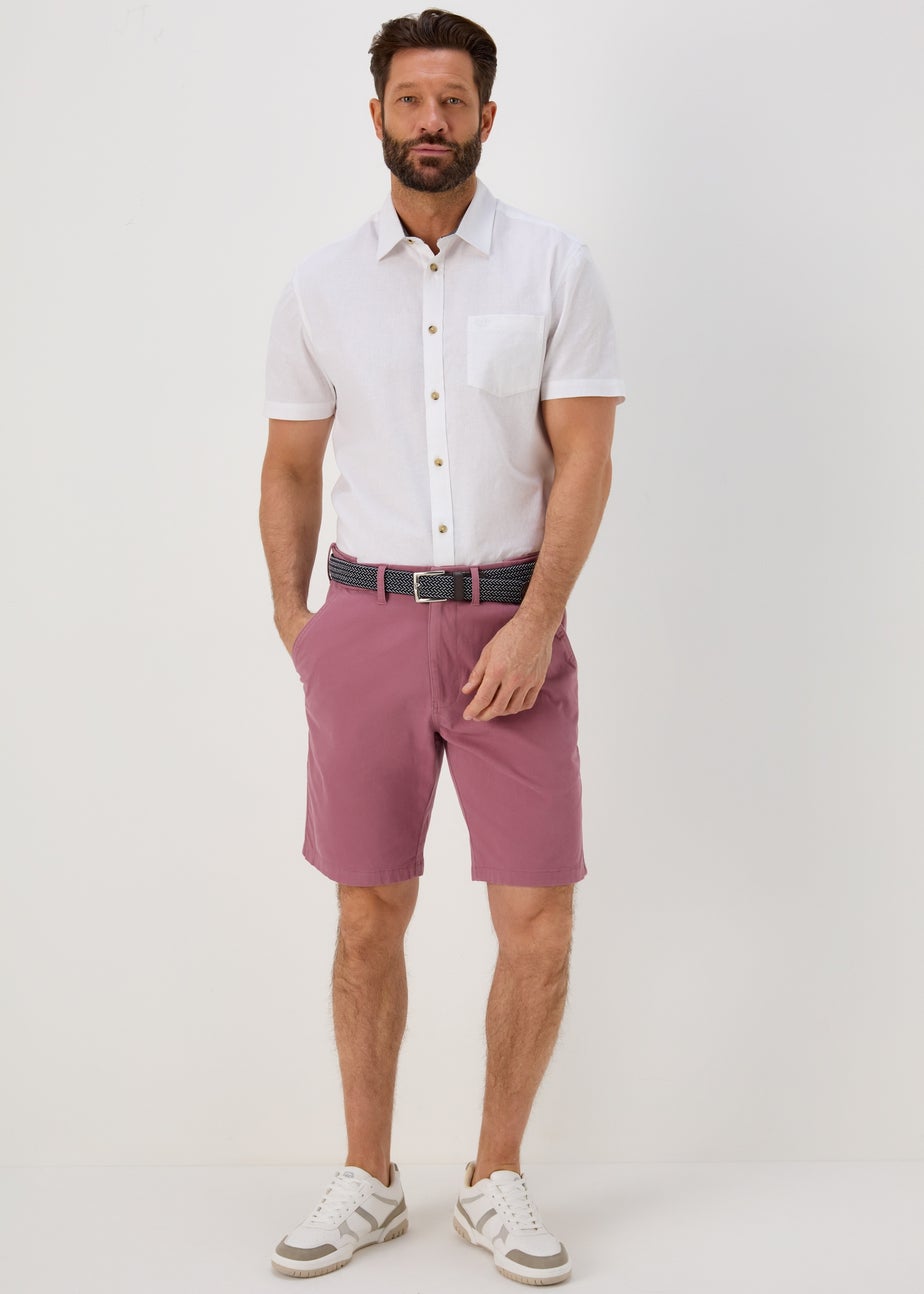 Mauve Belted Chino Shorts