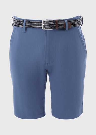 Blue Belted Chino Shorts
