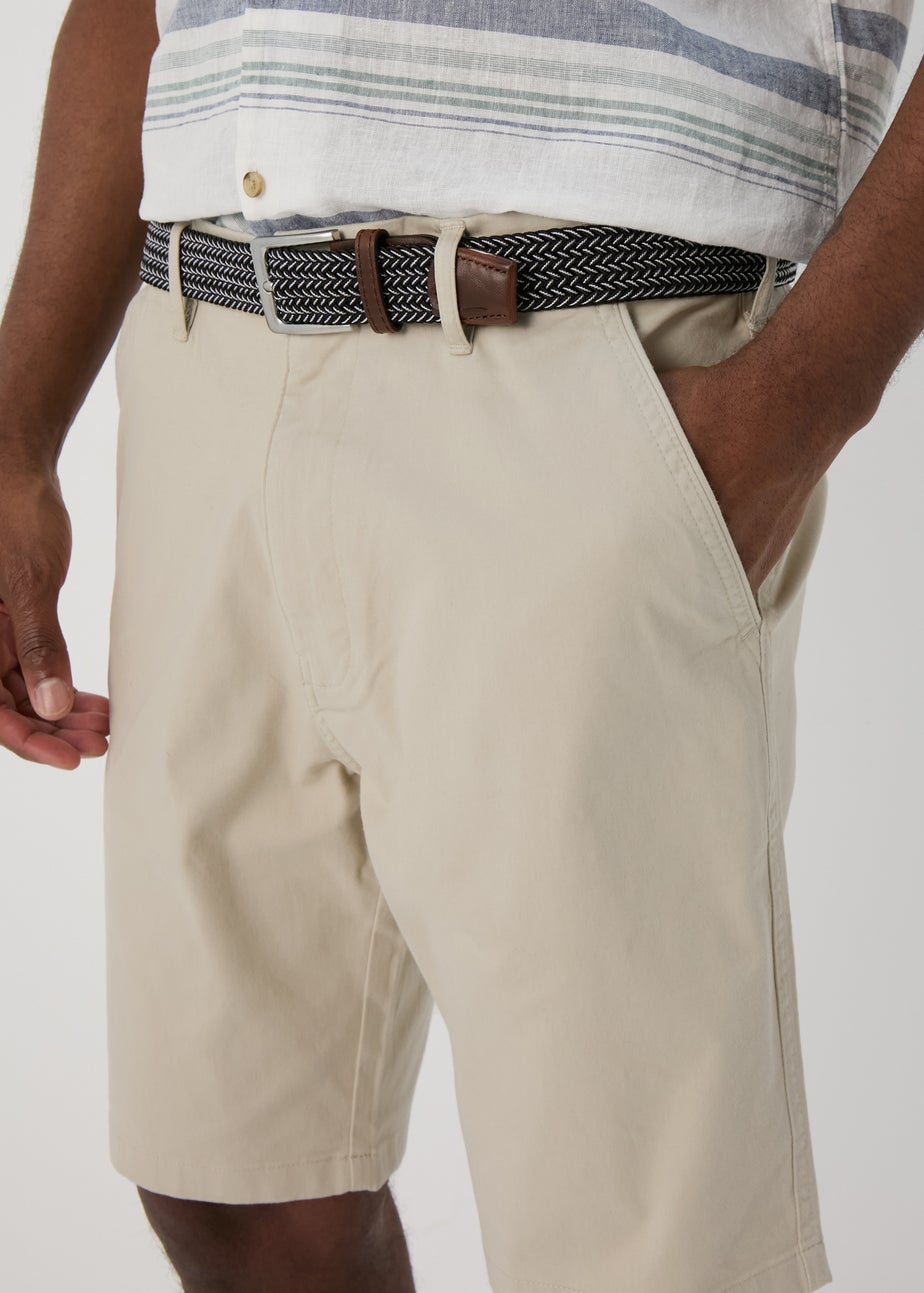 Stone Belted Chino Shorts
