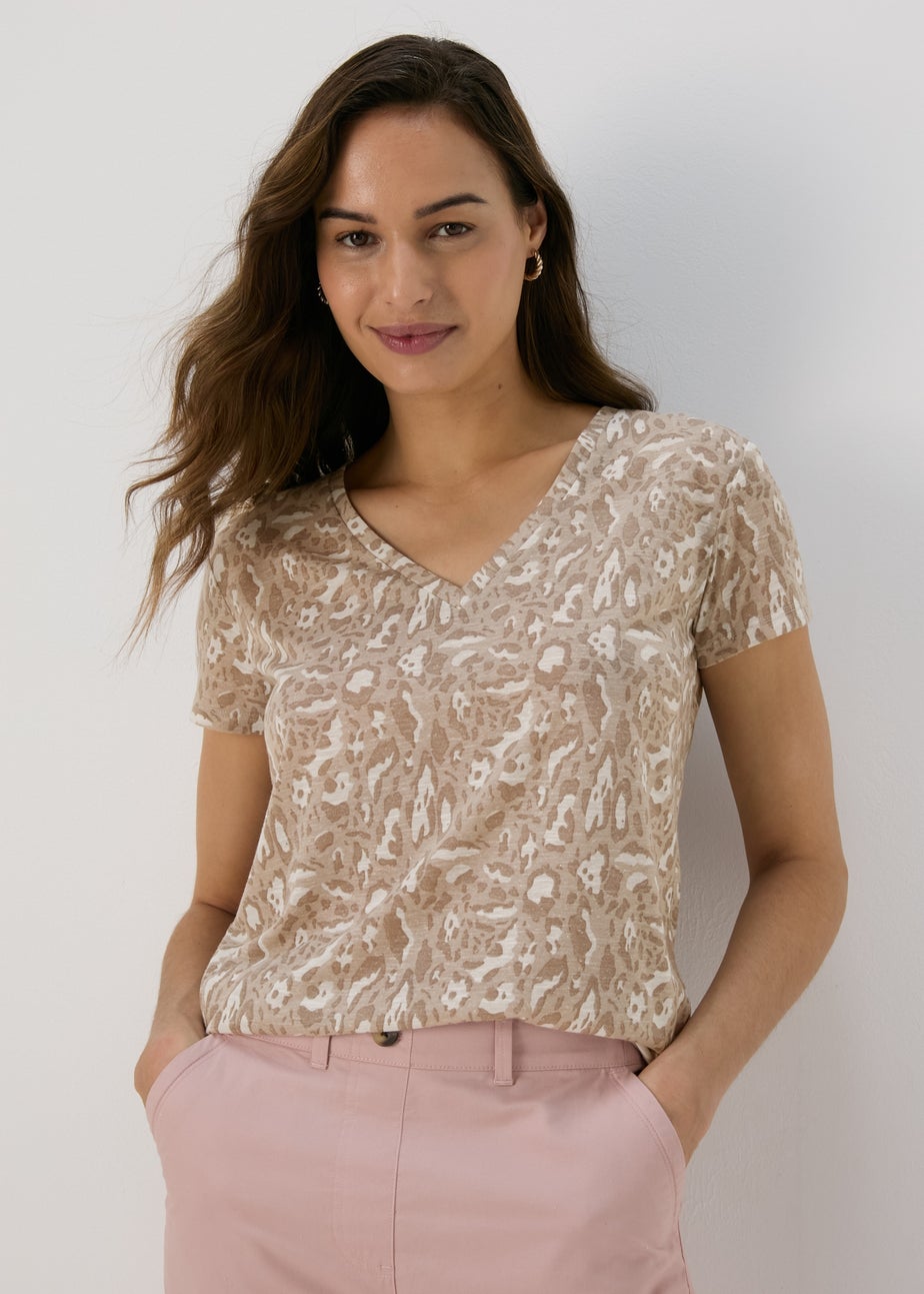 Beige Animal Print T-Shirt