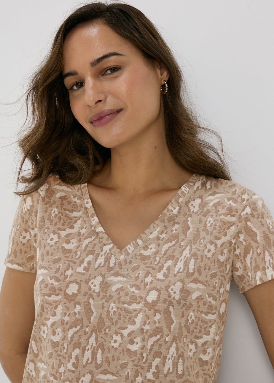 Beige Animal Print T-Shirt