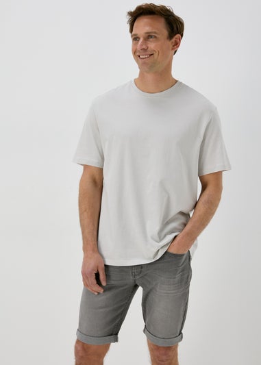 Grey Stretch Denim Shorts