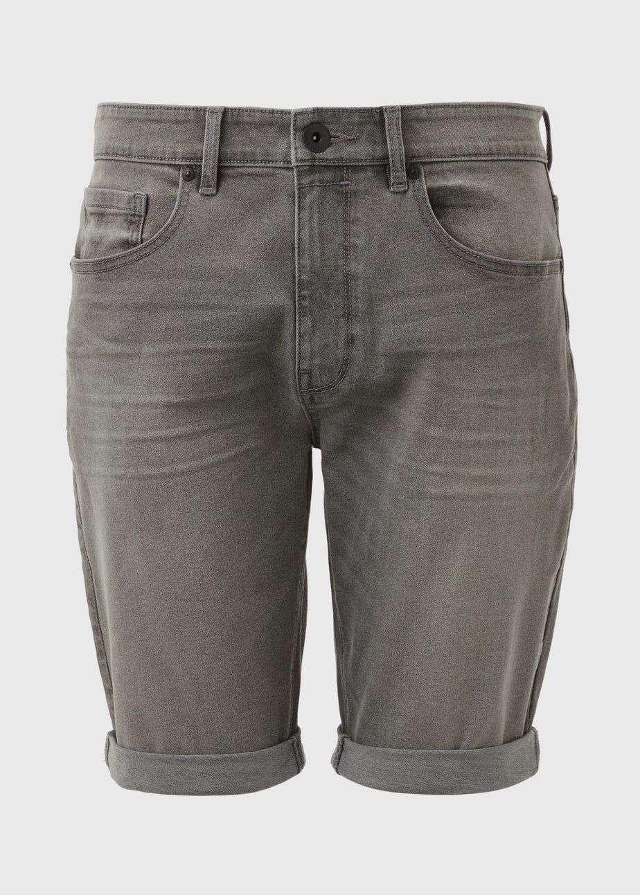 Grey Stretch Denim Shorts