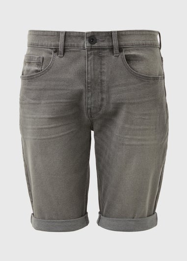 Grey Stretch Denim Shorts