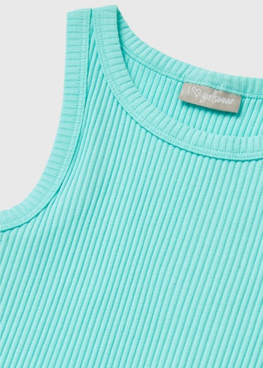 Girls Aqua Ribbed Vest (7-15yrs)