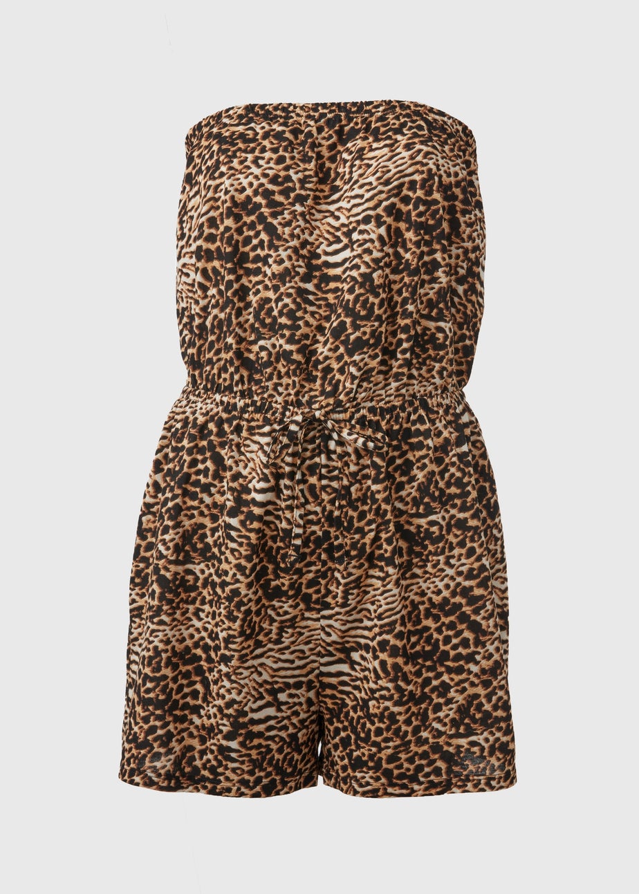 Brown Animal Print Playsuit