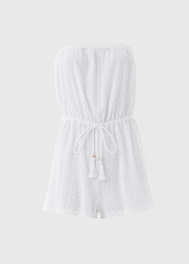 White Cutwork Playsuit