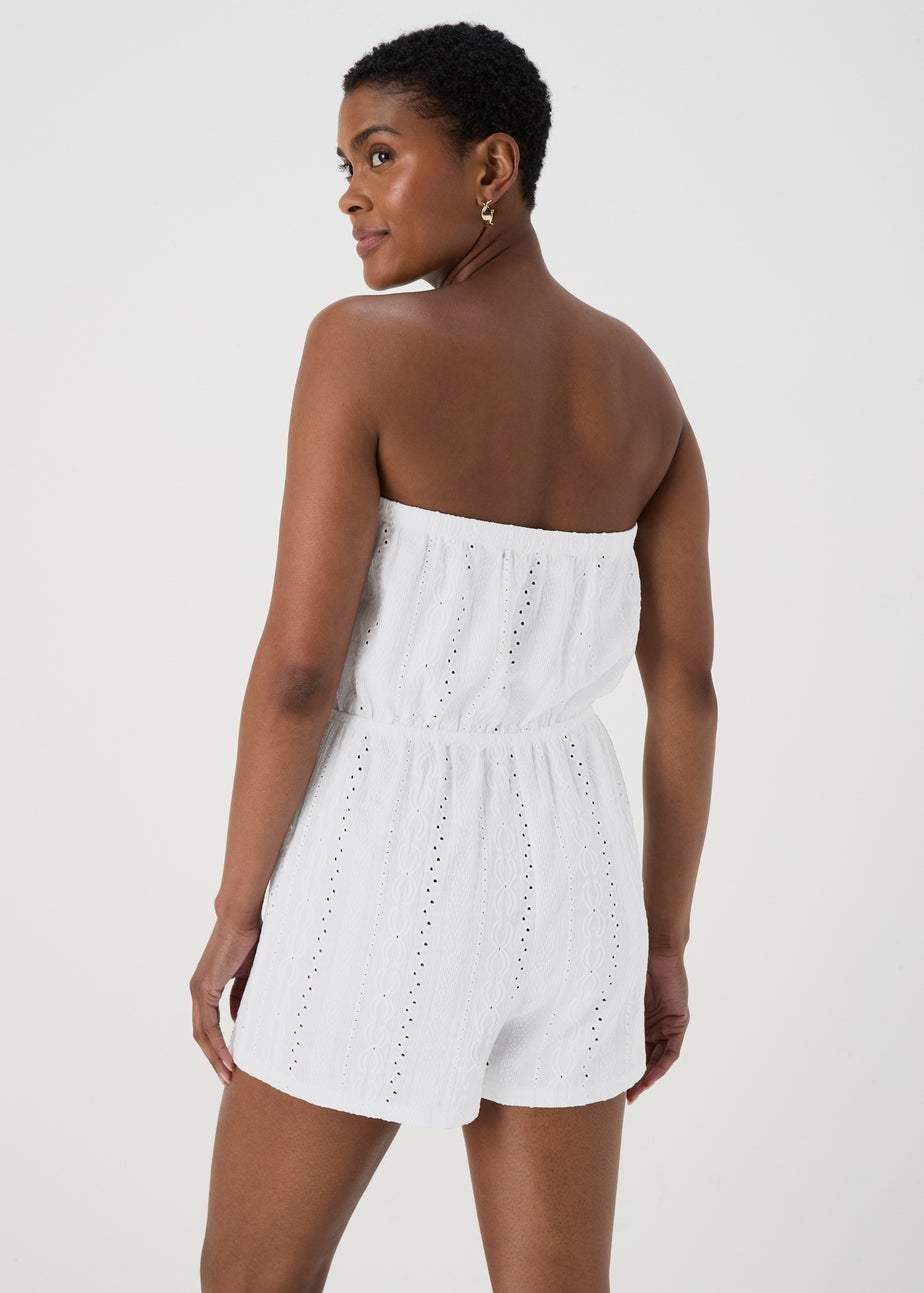 White Cutwork Playsuit