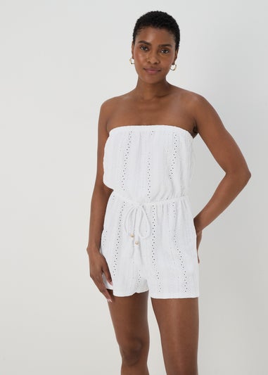 White Cutwork Playsuit