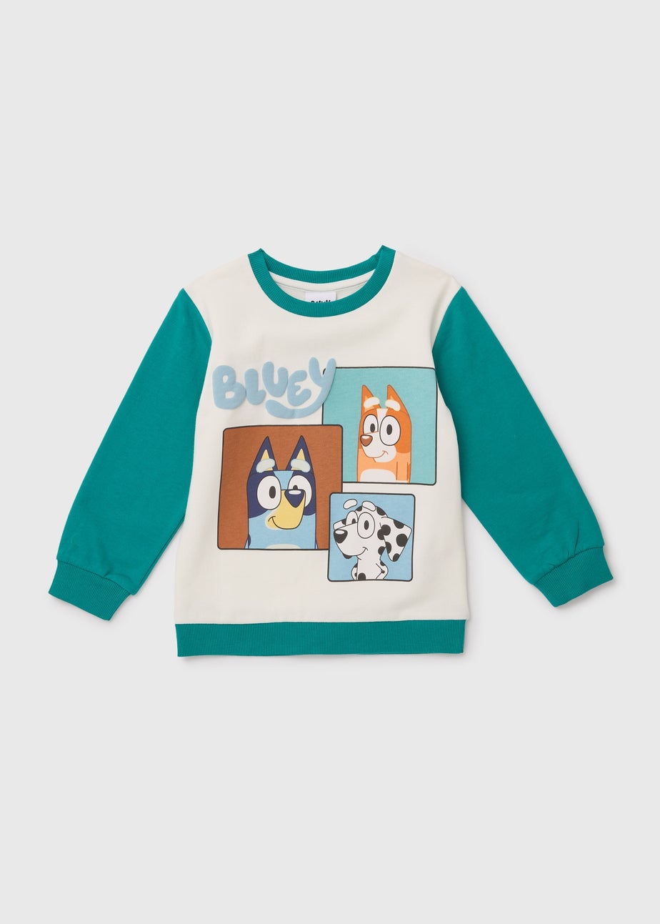 Boys Bluey Green Colour Block Sweatshirt (18mths-6yrs)