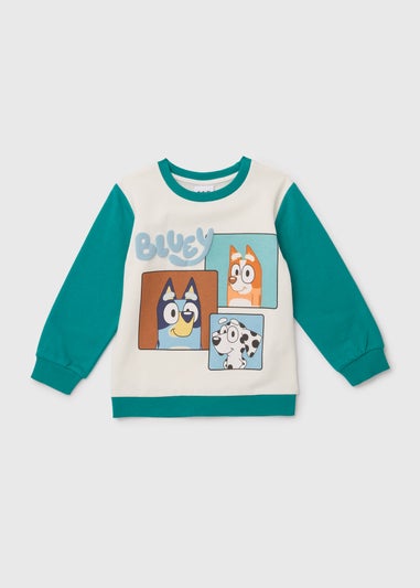 Boys Bluey Green Colour Block Sweatshirt (18mths-6yrs)