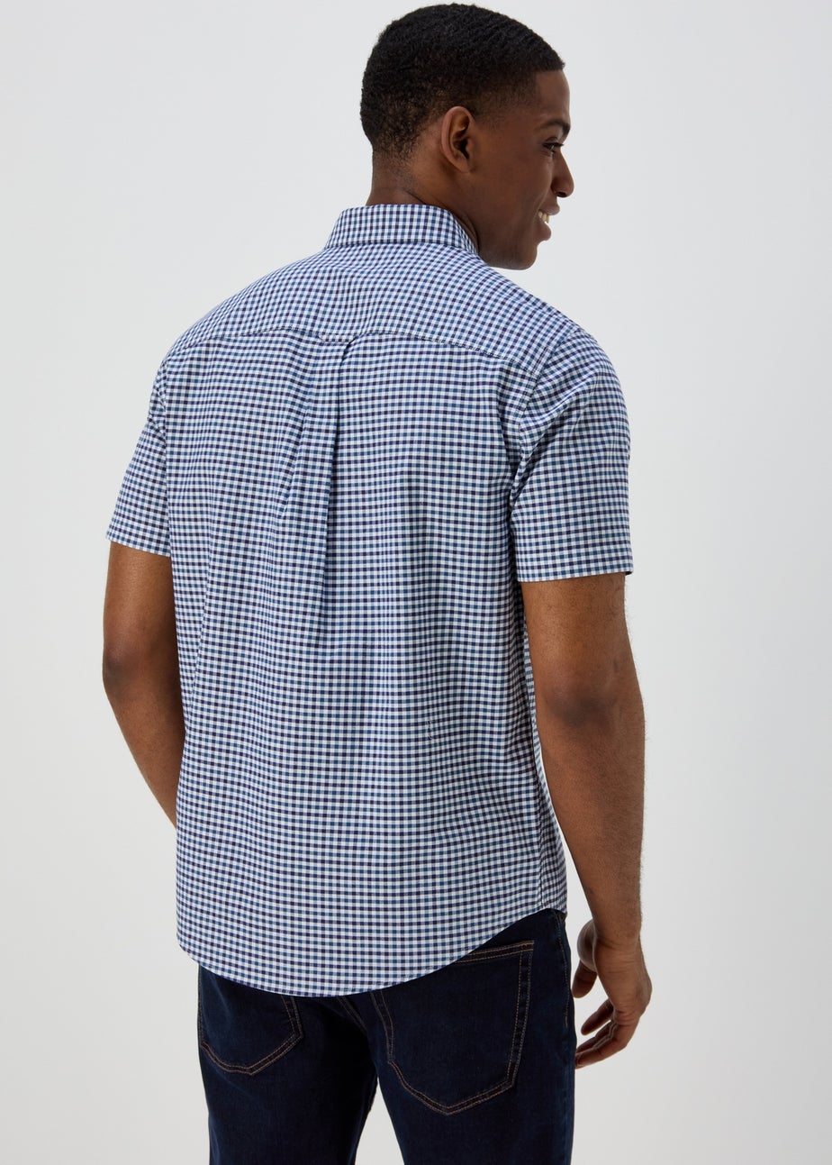 Blue Check Print Oxford Shirt