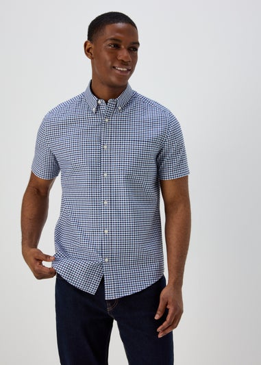 Blue Check Print Oxford Shirt