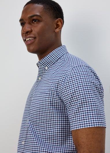 Blue Check Print Oxford Shirt