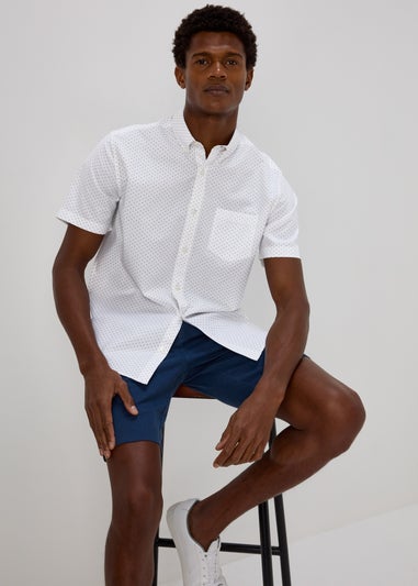 White Print Oxford Shirt