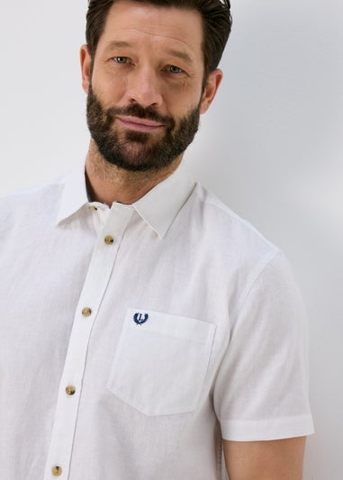 Lincoln White Short Sleeve Linen Shirt