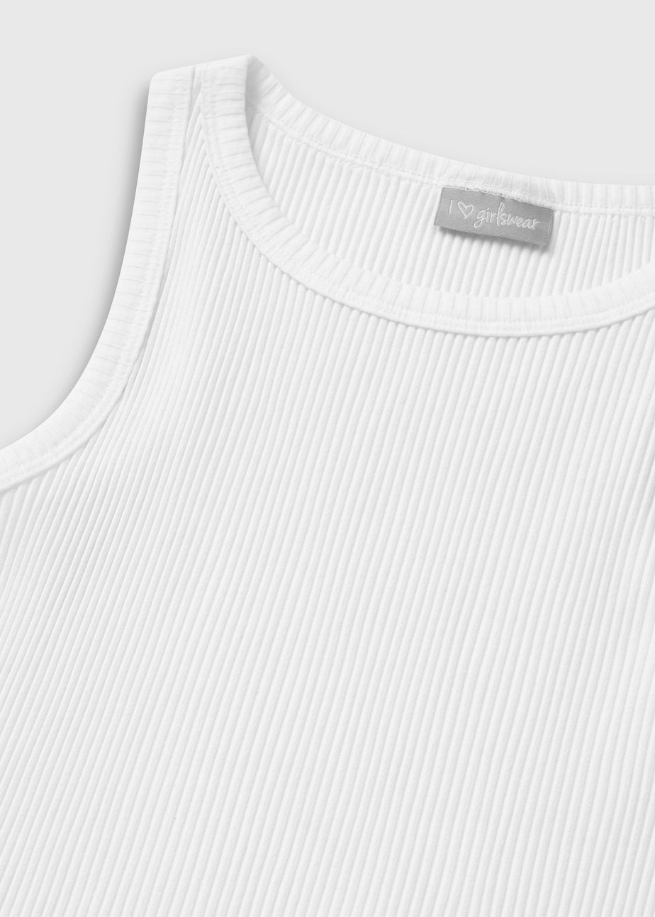 Girls White Ribbed Vest (7-15yrs)