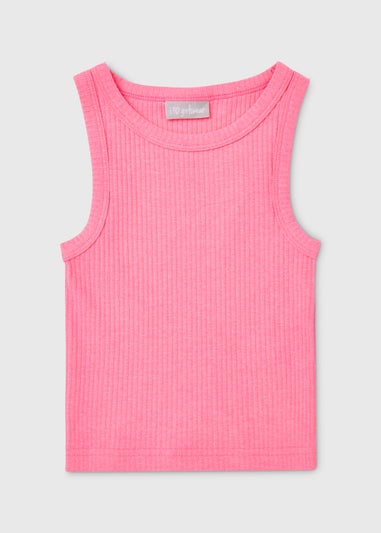 Girls Neon Pink Ribbed Vest (7-15yrs)