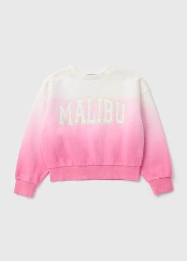 Girls Pink Ombre Malibu Slogan Sweatshirt (7-15yrs)