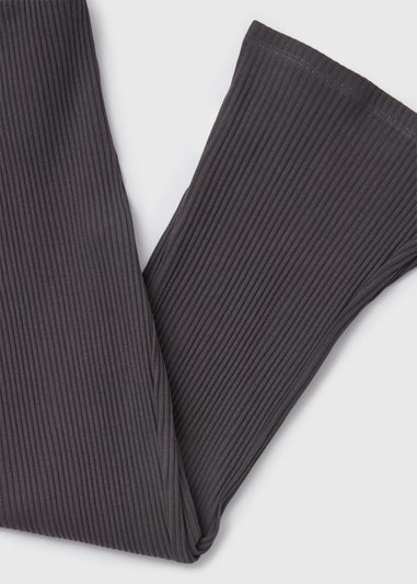 Girls Charcoal Ribbed Flare Trousers (7-15yrs)