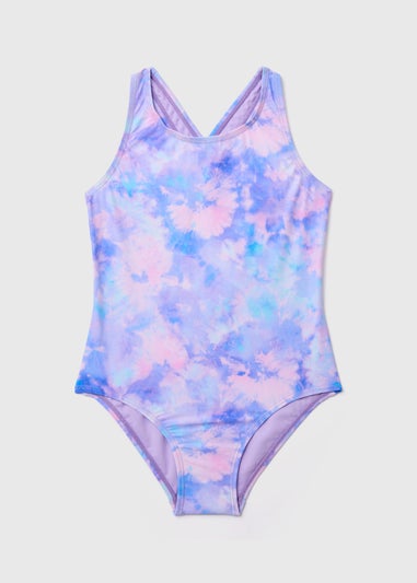 Girls Pink Tie Dye Swimsuit (6-13yrs)