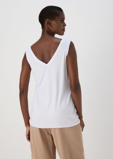 White V Neck Plain Vest