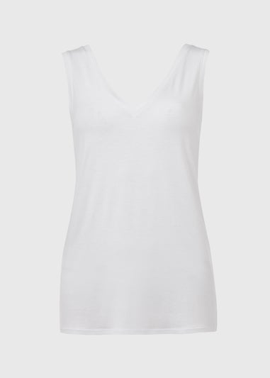 White V Neck Plain Vest