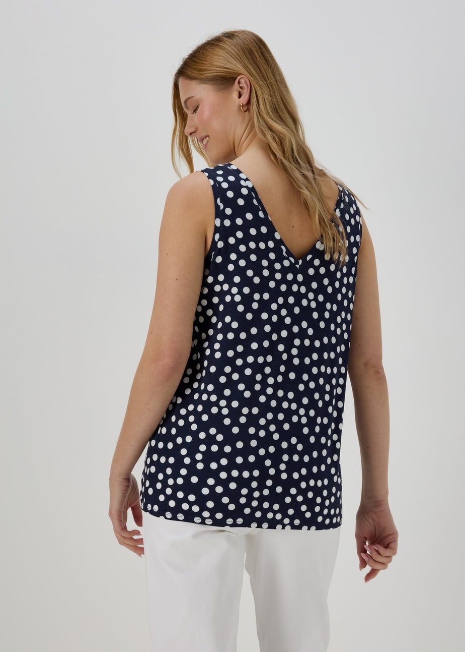Navy Spot Print Co Ord Vest