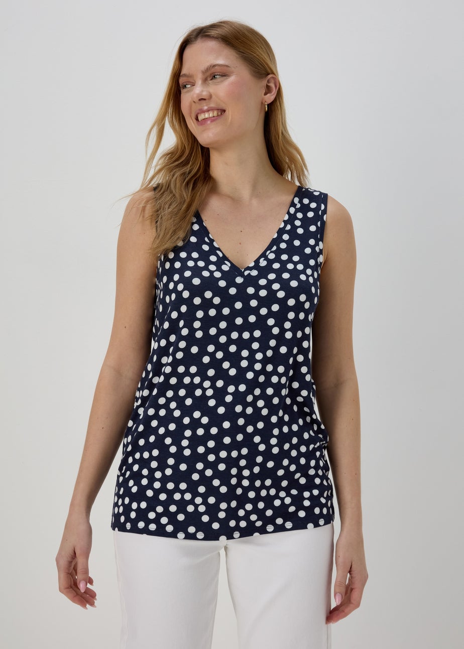 Navy Spot Print Co Ord Vest