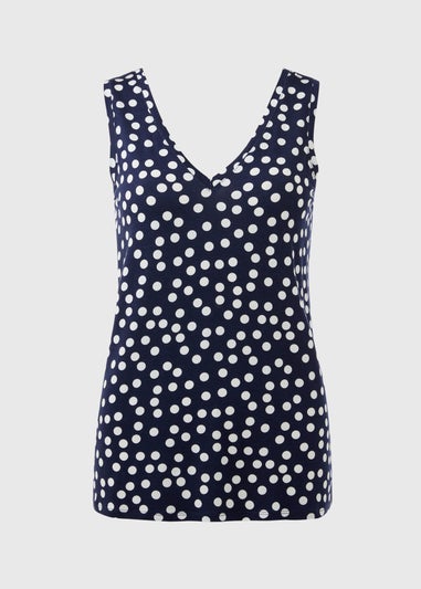 Navy Spot Print Co Ord Vest
