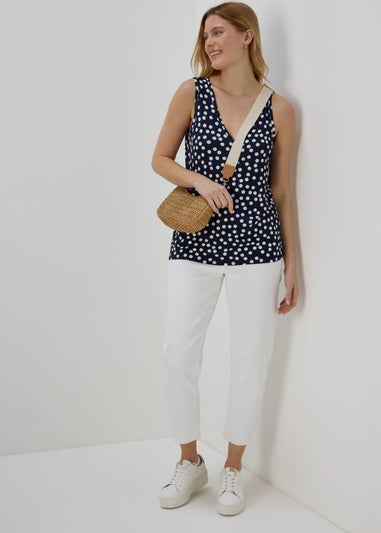 Navy Spot Print Co Ord Vest